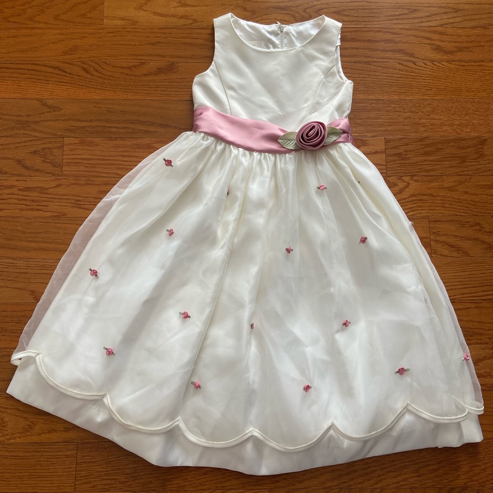 American Princess Ivory/Pink Party Dress/Girl Sz 7
